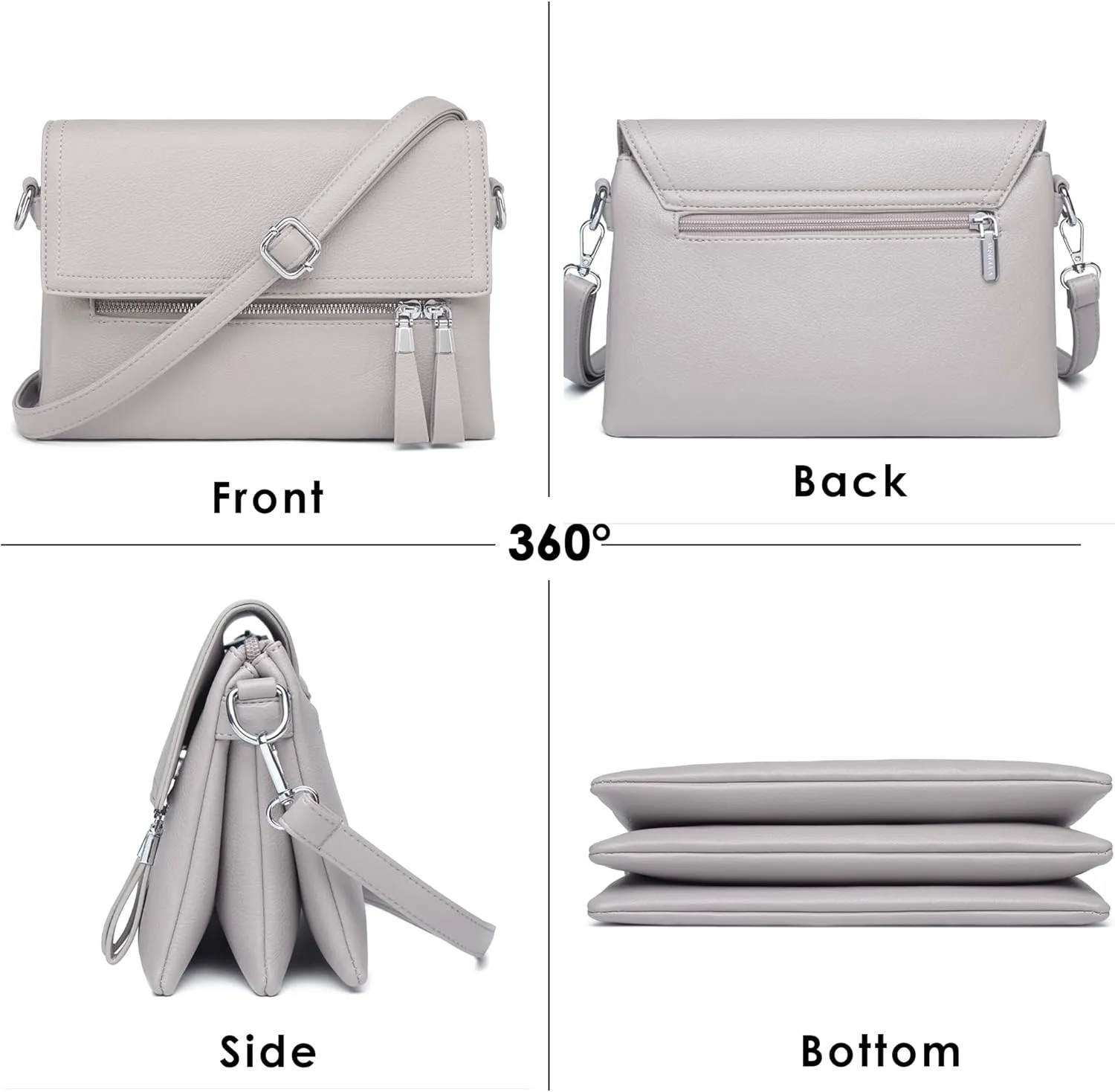 Crossbody Bags for Women Handbags, PU leather satchel Shoulder Bag Tote Bag Clutch Purse for Work Travel (Black-2)