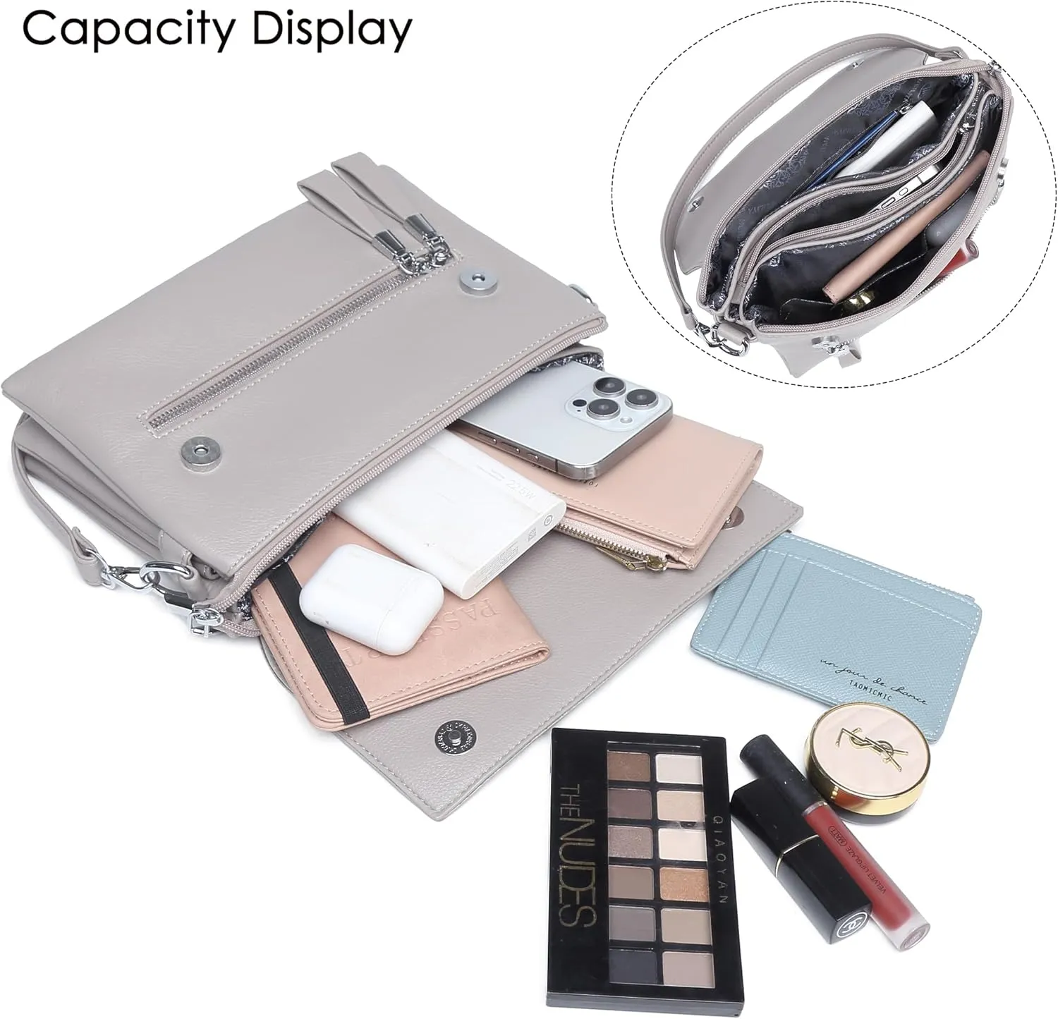 Crossbody Bags for Women Handbags, PU leather satchel Shoulder Bag Tote Bag Clutch Purse for Work Travel (Black-2)