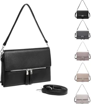 Crossbody Bags for Women Handbags, PU leather satchel Shoulder Bag Tote Bag Clutch Purse for Work Travel (Black-2)
