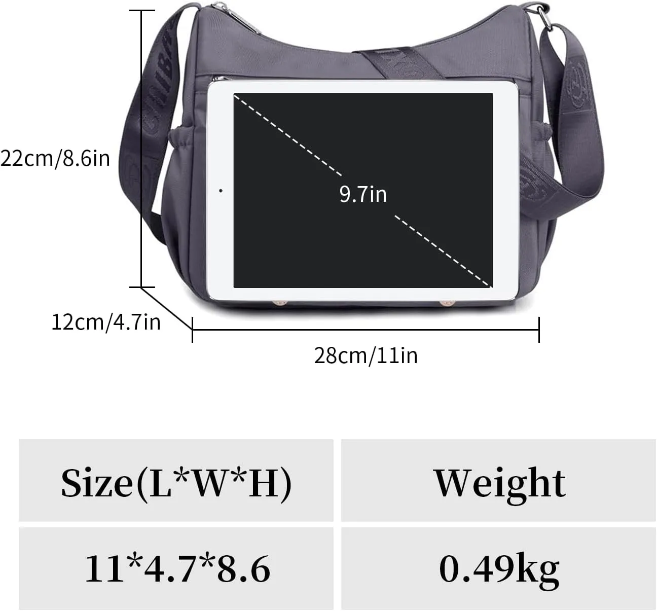 Crossbody Bags for Women Lightweight Shoulder Handbags Waterproof Nylon Purse with Pockets Messenger Bags (Purple)
