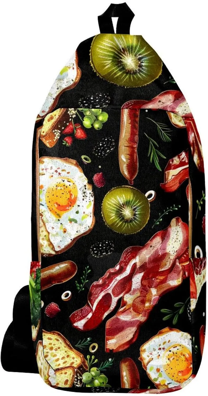 Crossbody Bags for Women,Crossbody Bag Men,Small Sling Bag,Food Breakfast,Crossbody Purse