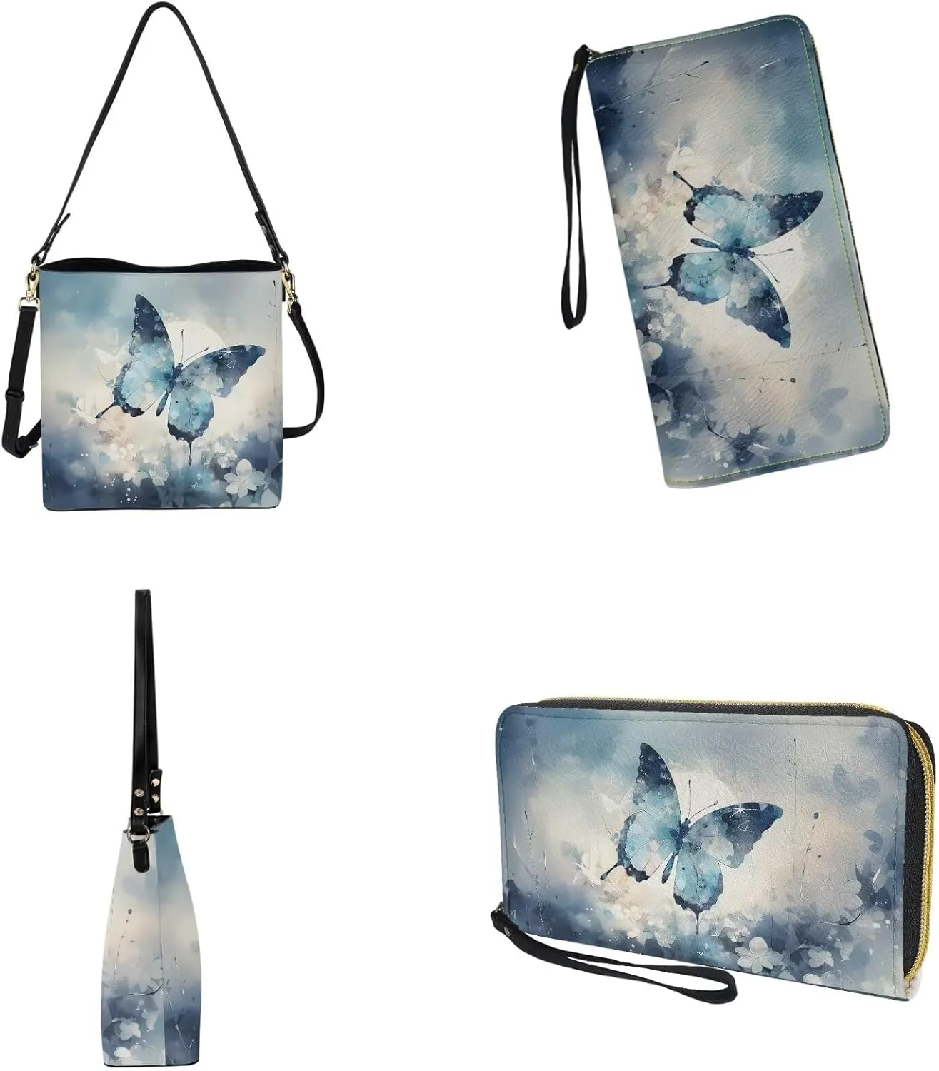 Crossbody Purse and Wallet Set Leather Tote Bag Top Handle Satchel Handbag with Wristlet Wallet for Women Girls