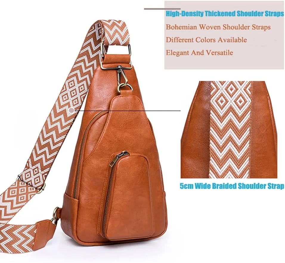 Crossbody Sling Bags for Women PU Leather Crossbody Bag Small Fanny Pack Fashion Chest Bag Phone Purse for Everywhere, Dairy Cow