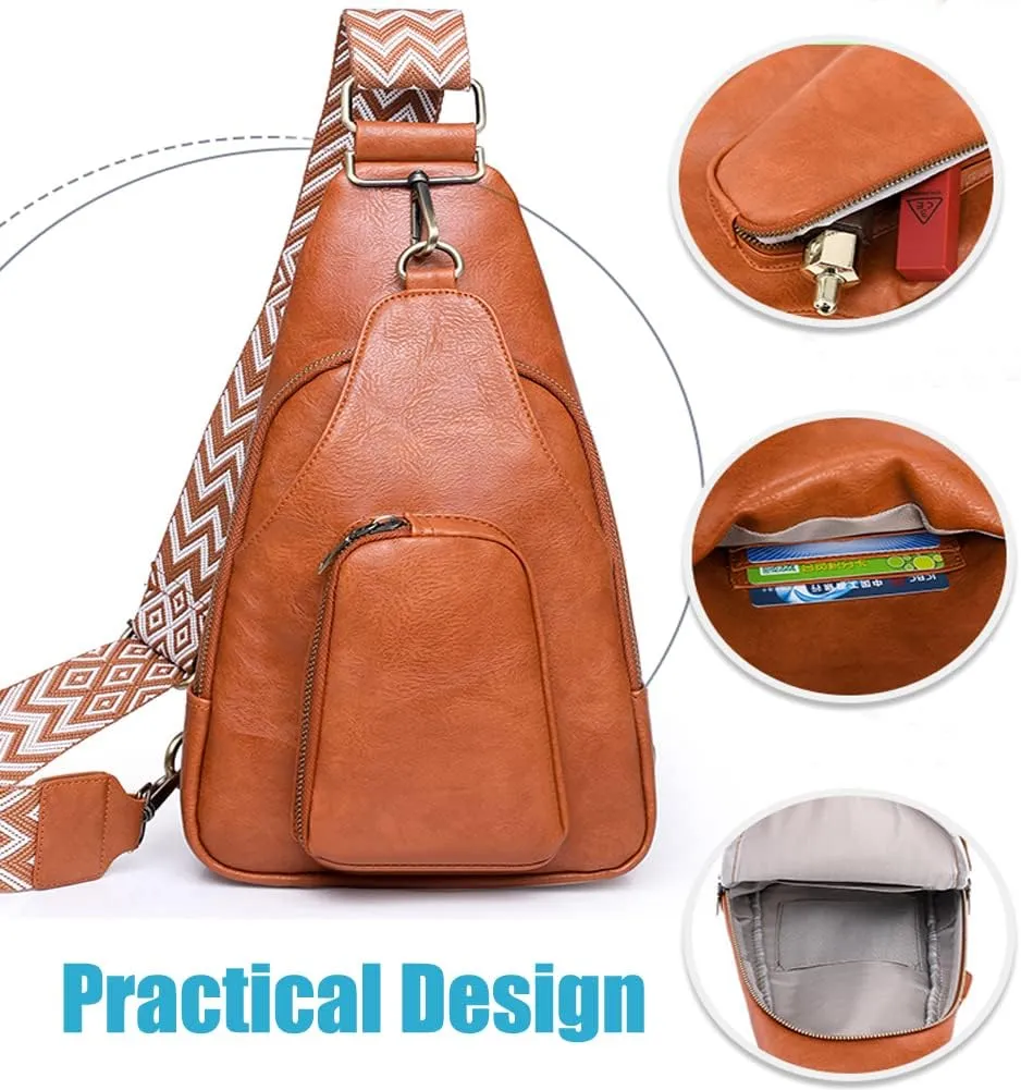 Crossbody Sling Bags for Women PU Leather Crossbody Bag Small Fanny Pack Fashion Chest Bag Phone Purse for Everywhere, Dairy Cow