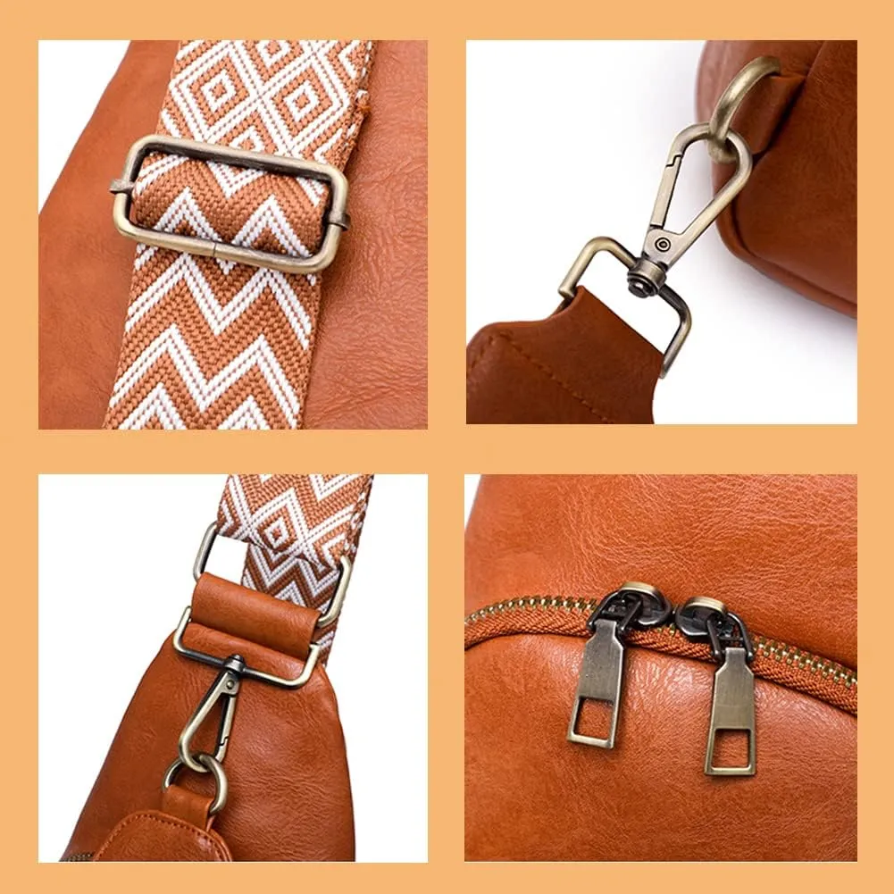 Crossbody Sling Bags for Women PU Leather Crossbody Bag Small Fanny Pack Fashion Chest Bag Phone Purse for Everywhere, Dairy Cow