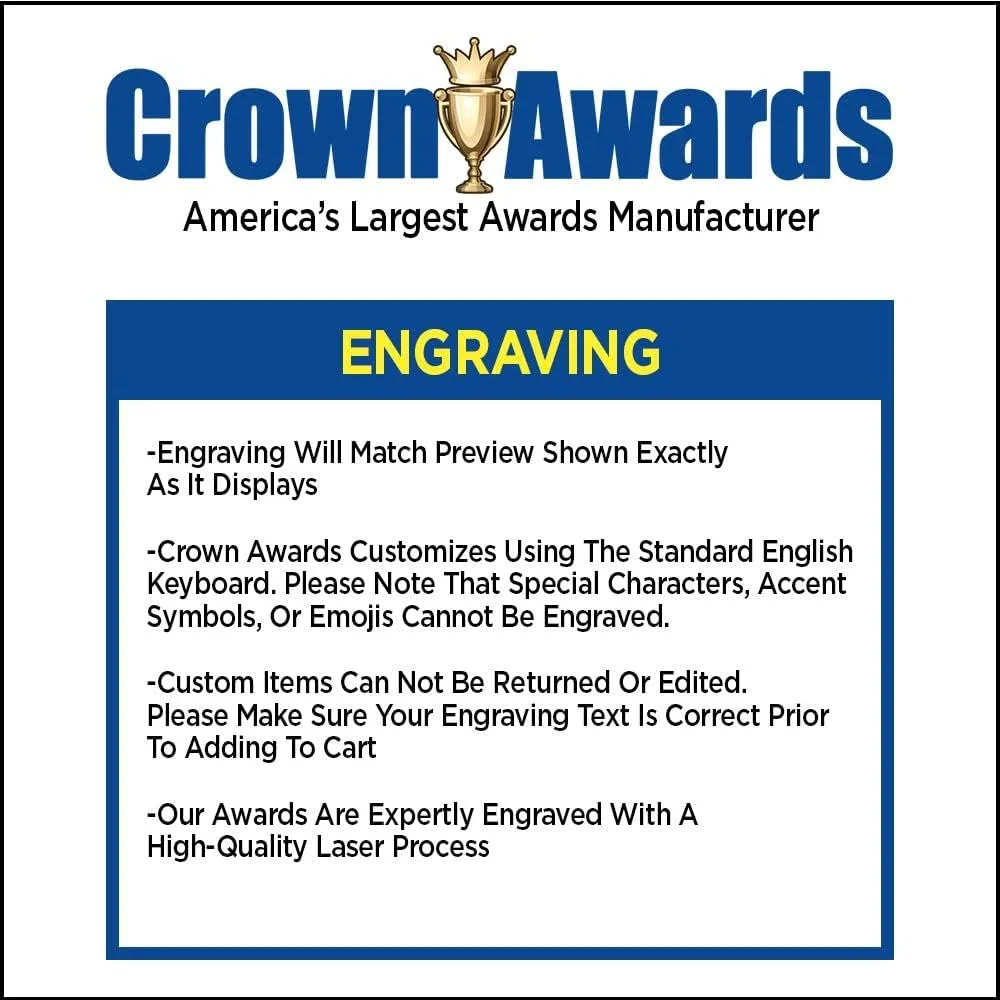 Crown Awards Personalized Crystal Trophy, 8" Engraved Signature Crystal Award