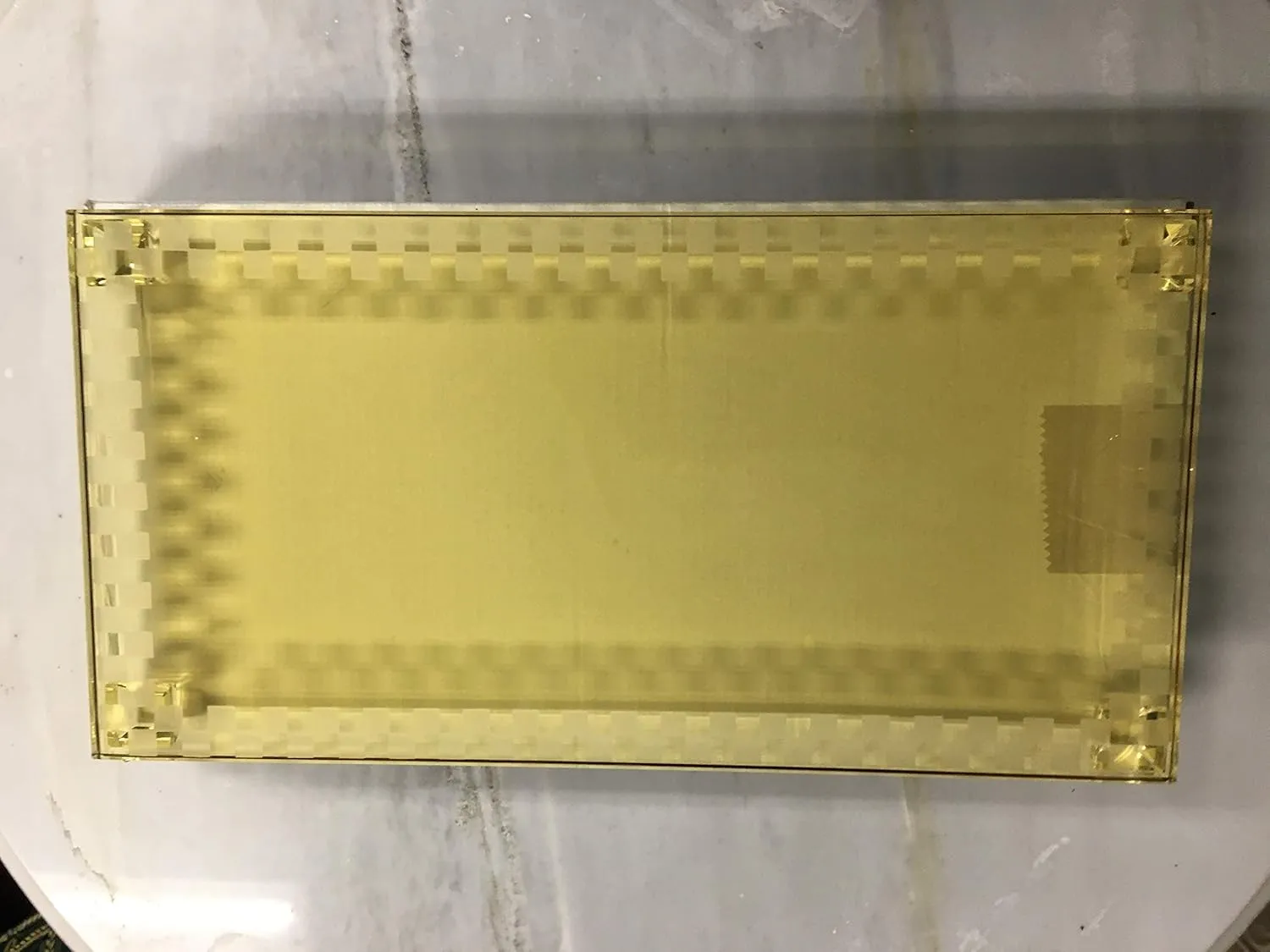 Crystal Cake Plate Yellow Rectangular