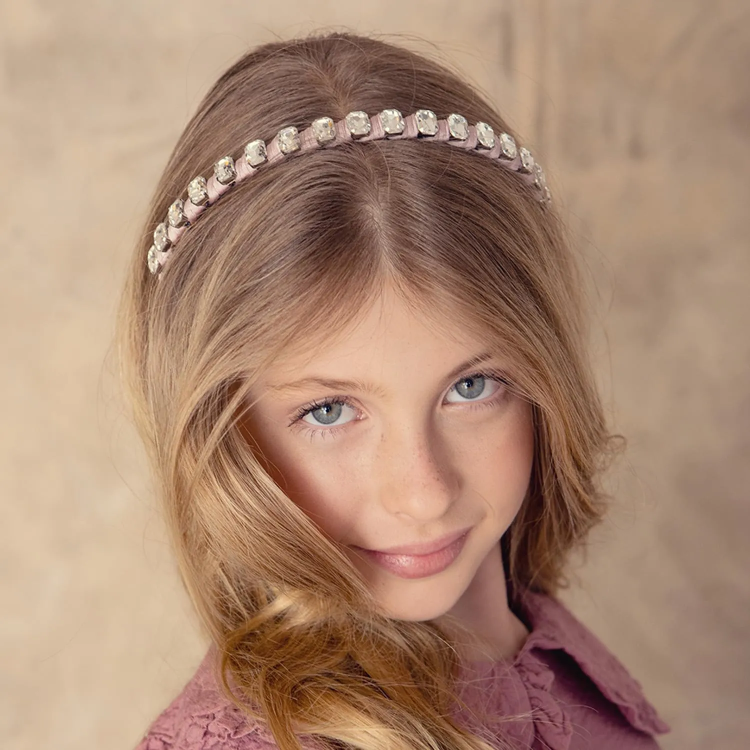 Crystal Satin Headband - Mauve| Elegant Satin with Sparkling Crystals and Wrapped Ends for Ultimate Style & Comfort