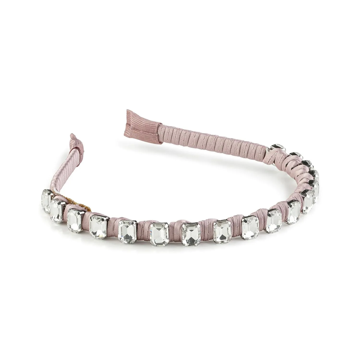 Crystal Satin Headband - Mauve| Elegant Satin with Sparkling Crystals and Wrapped Ends for Ultimate Style & Comfort