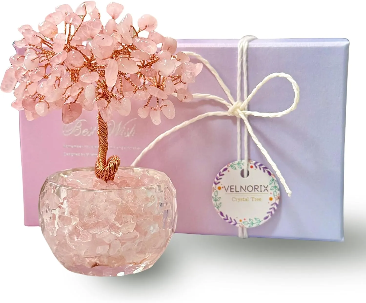 Crystal Tree of Life, 7 Chakra Tree, gem Stone Tree, Spiritual Trees, Money Tree, Healing Tree, Zen Tree, Energy Tree for Home Office Desk Decor, Crystal Gifts for Women (Rose Quartz)