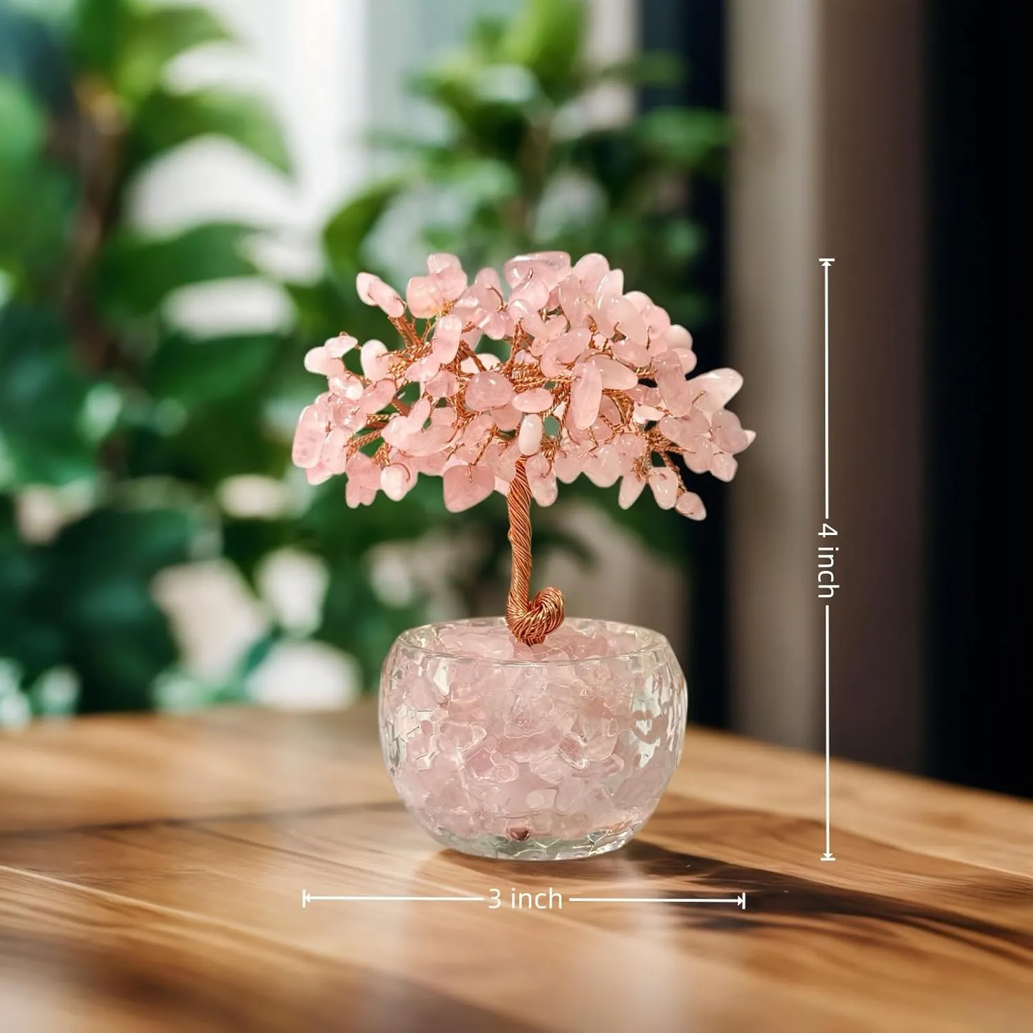 Crystal Tree of Life, 7 Chakra Tree, gem Stone Tree, Spiritual Trees, Money Tree, Healing Tree, Zen Tree, Energy Tree for Home Office Desk Decor, Crystal Gifts for Women (Rose Quartz)