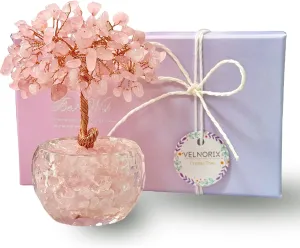 Crystal Tree of Life, 7 Chakra Tree, gem Stone Tree, Spiritual Trees, Money Tree, Healing Tree, Zen Tree, Energy Tree for Home Office Desk Decor, Crystal Gifts for Women (Rose Quartz)
