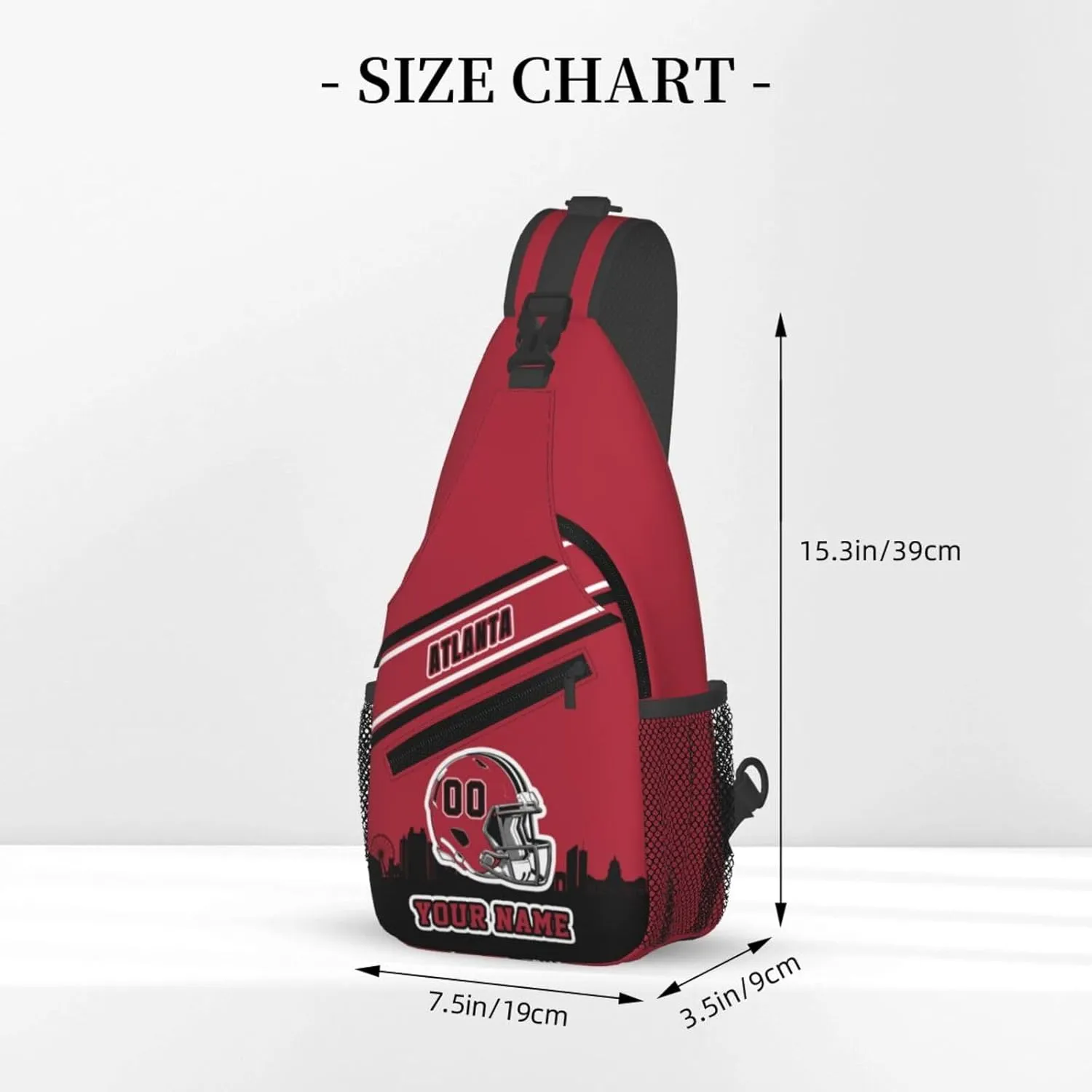 Custom Atlanta Sling Bag, Personalized Crossbody Bags For Men Women, Customize Name And Number Sling Shoulder Backpack For Travel Hiking Daypack Sports Outdoor