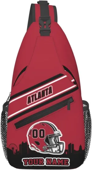 Custom Atlanta Sling Bag, Personalized Crossbody Bags For Men Women, Customize Name And Number Sling Shoulder Backpack For Travel Hiking Daypack Sports Outdoor