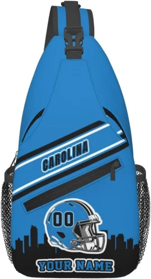 Custom Carolina Sling Bag, Personalized Crossbody Bags For Men Women, Customize Name And Number Sling Shoulder Backpack For Travel Hiking Daypack Sports Outdoor
