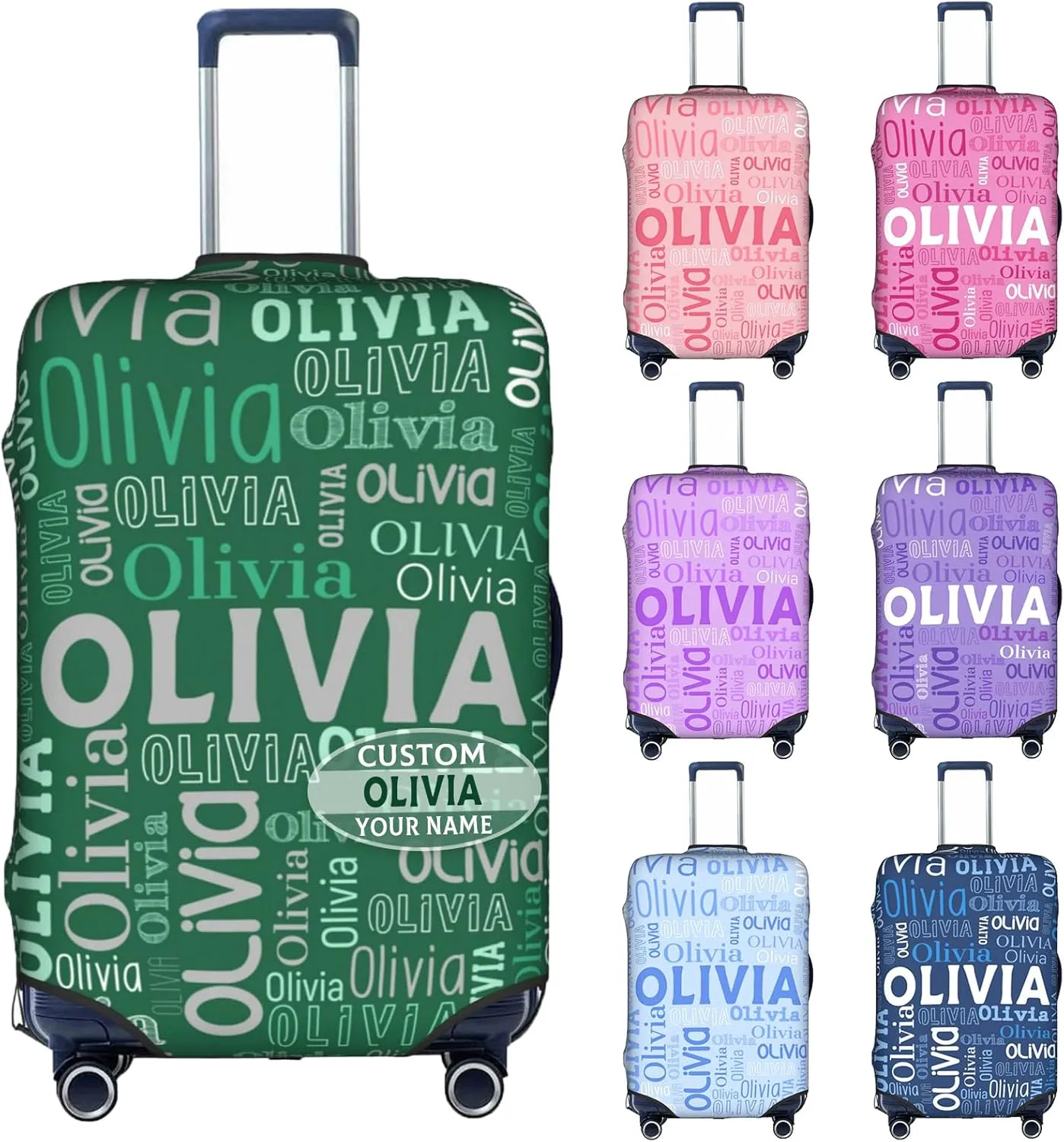 Custom Name Suitcase Cover - 4 Sizes, Personalized Elastic Baggage Covers for Travel Business, Customized Luggage Cover With Zipper - Gifts for Team Men Women Boys Girls