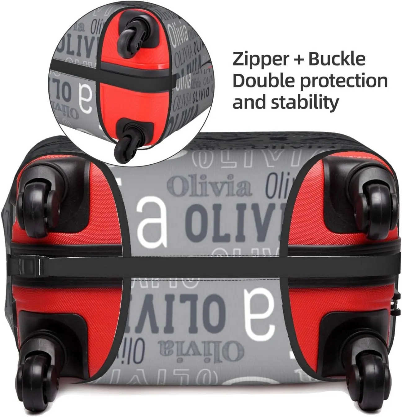 Custom Name Suitcase Cover 4 Sizes, Personalized Elastic Baggage Covers with Name for Travel Business, Customized Name Luggage Cover with Zipper Gifts for Team Men Women Boys Girls