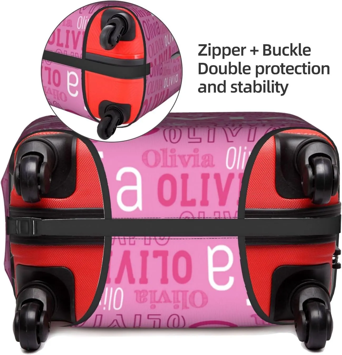 Custom Name Suitcase Cover 4 Sizes, Personalized Elastic Luggage Cover with Name for Business Travel, Customized Name Baggage Covers with Zipper Gifts for Team Men Women Boys Girls
