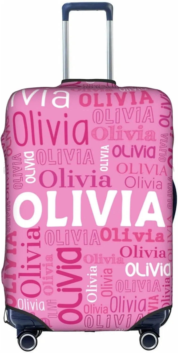 Custom Name Suitcase Cover 4 Sizes, Personalized Elastic Luggage Cover with Name for Business Travel, Customized Name Baggage Covers with Zipper Gifts for Team Men Women Boys Girls