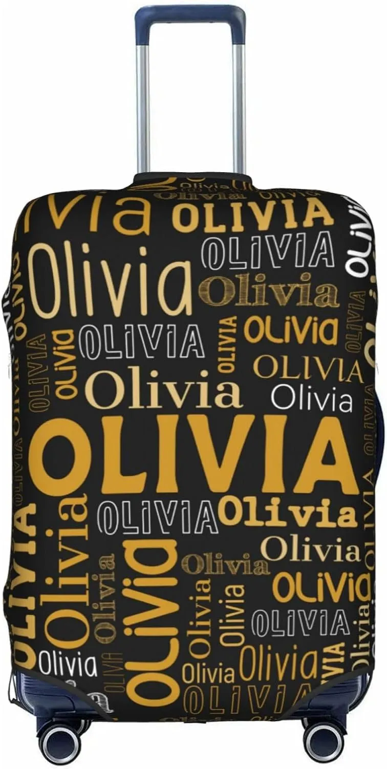 Custom Name Suitcase Covers - 4 Sizes, Personalized Elastic Baggage with Name for Travel Business, Customized Luggage with Zipper Gifts for Team Men Women Boys Girls