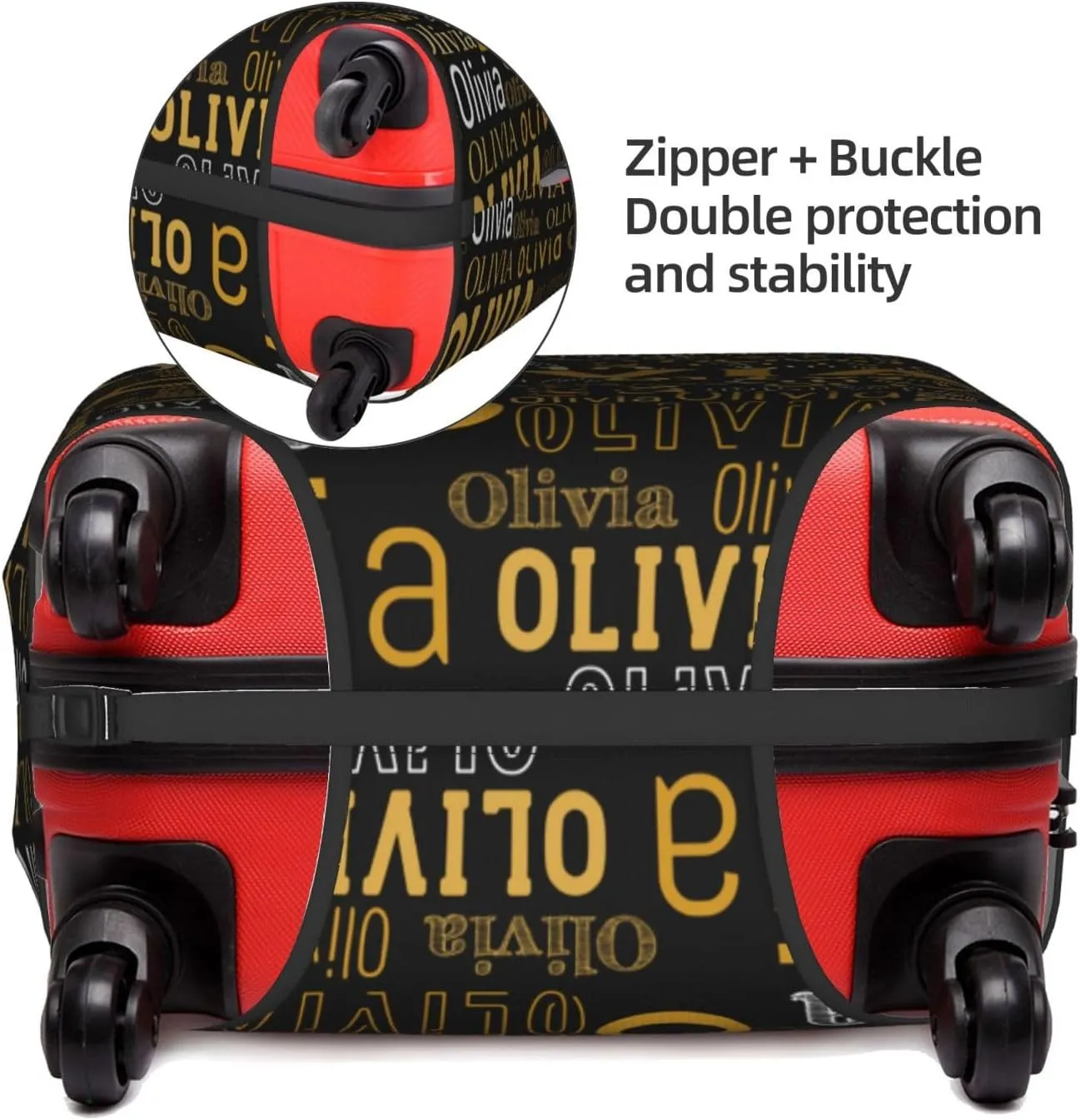 Custom Name Suitcase Covers - 4 Sizes, Personalized Elastic Baggage with Name for Travel Business, Customized Luggage with Zipper Gifts for Team Men Women Boys Girls