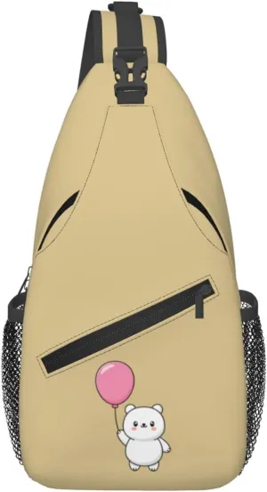 Cute Bear Hugging Balloon Crossbody Bags For Women Men Chest Backpack Gym Shoulder Bag Travel Outdoor Sports Casual Crossbody Bags
