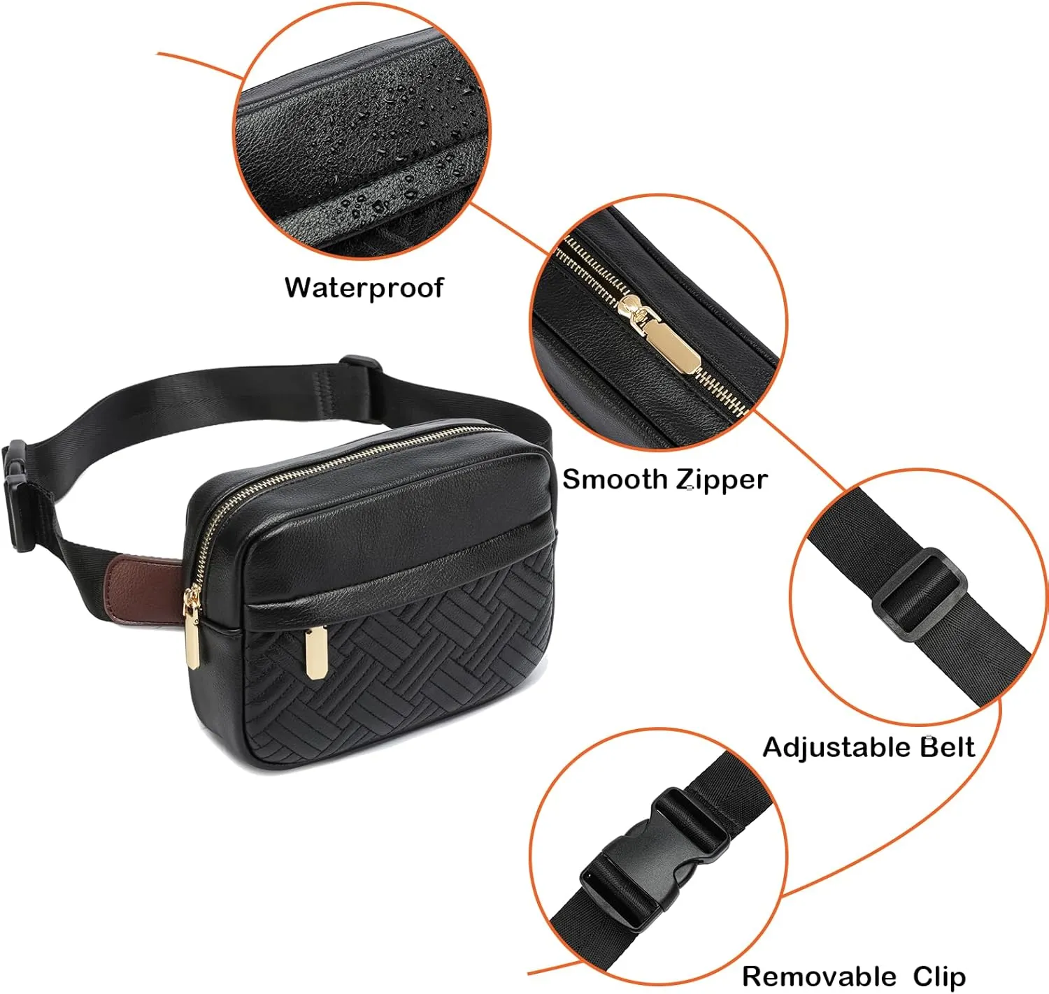 Cute Fanny Packs for Women，Waist Belt Bag Purse for Women. Vegan Leather Women's Fanny Pack