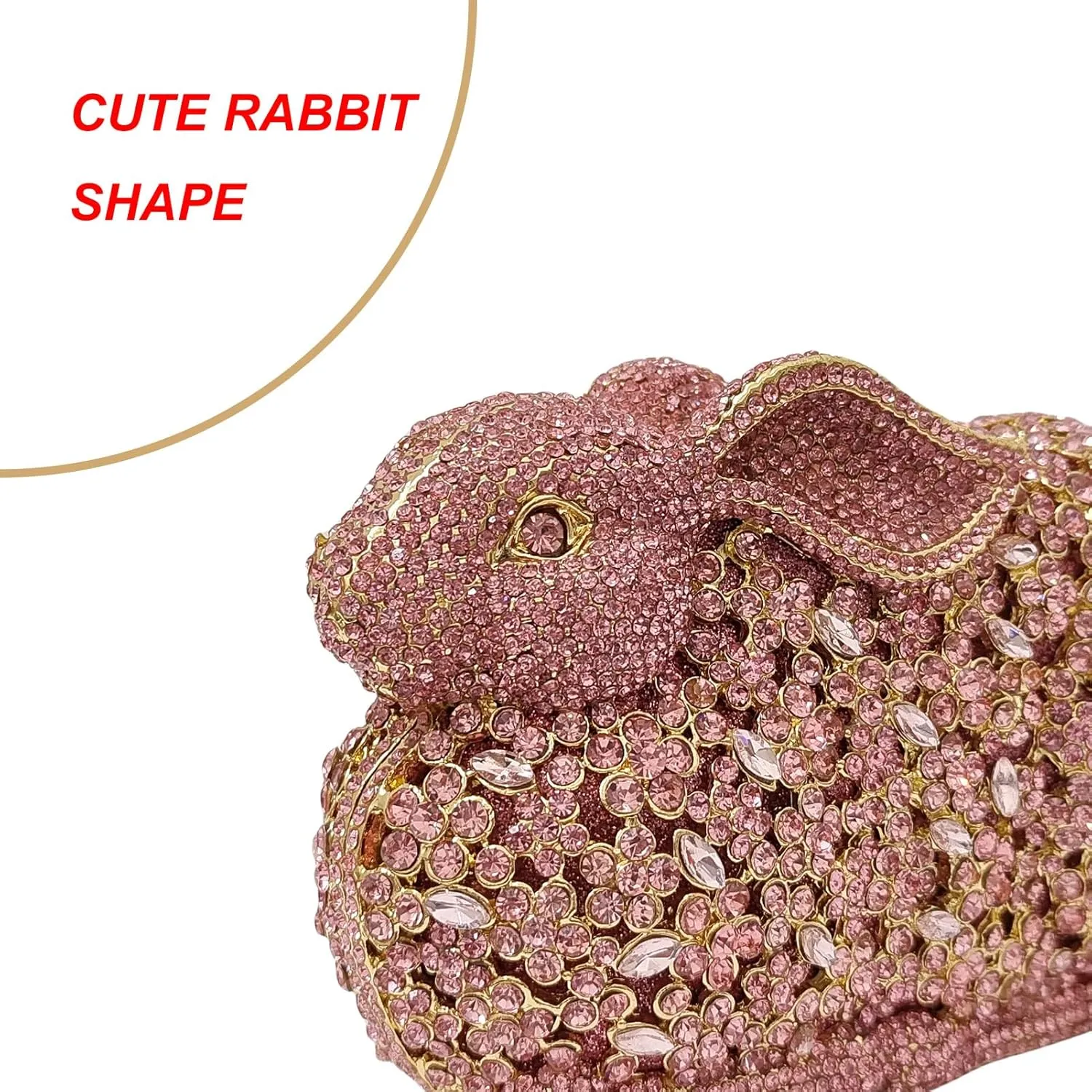Cute Rabbit Evening Bag Bunny Rhinestone Purse Animal Crystal Clutch for Party Wedding Prom Handbag