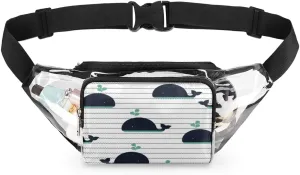 Cute Whale Clear Fanny Pack Stadium Approved Clear Crossbody Belt Bag for Women Men Transparent Waist Bag with Adjustable Strap for Concerts Sports Events Travel