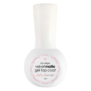 Daily Charme Velvet Matte No-Wipe Top Coat Gel Nail Polish 15ml, Soak Off Matte Finish, Long-Lasting Top Gel for Clear Nail Gel and Acrylic Nails, Soak Off, Home DIY and Professional Nail Salon