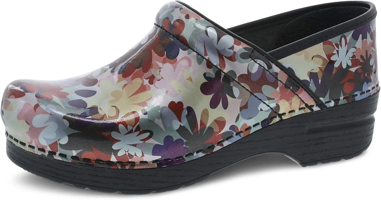 Dansko Women's Professional Boho Flower Slip-On Clogs 11.5-12 M US - Anti-Fatigue Rocker Sole and Arch Support for Comfort