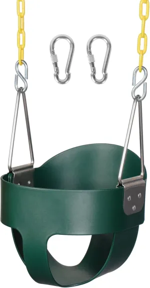 DECORLIFE Toddler Swing - High Back Full Bucket Seat for Ages 1-3, 330lb Capacity, Baby Infant Swing Outdoor with Safety Design, Plastic-Coated Chains, Carabiners for Backyard, Playground, Garden