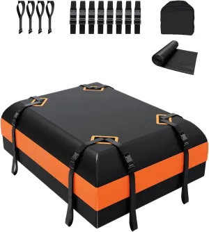DEEAGLE 15 Cubic Feet Rooftop Cargo Carrier, Waterproof Car Roof Cargo Carrier Car Storage Bag for All Vehicle with Without Rack, Includes Non Slip Mat, 4 Door Hooks, 8 Reinforced Straps
