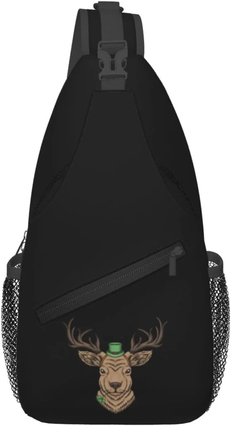 Deer Head Crossbody Bags For Women Men Chest Backpack Gym Shoulder Bag Travel Outdoor Sports Casual Crossbody Bags