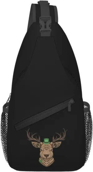 Deer Head Crossbody Bags For Women Men Chest Backpack Gym Shoulder Bag Travel Outdoor Sports Casual Crossbody Bags