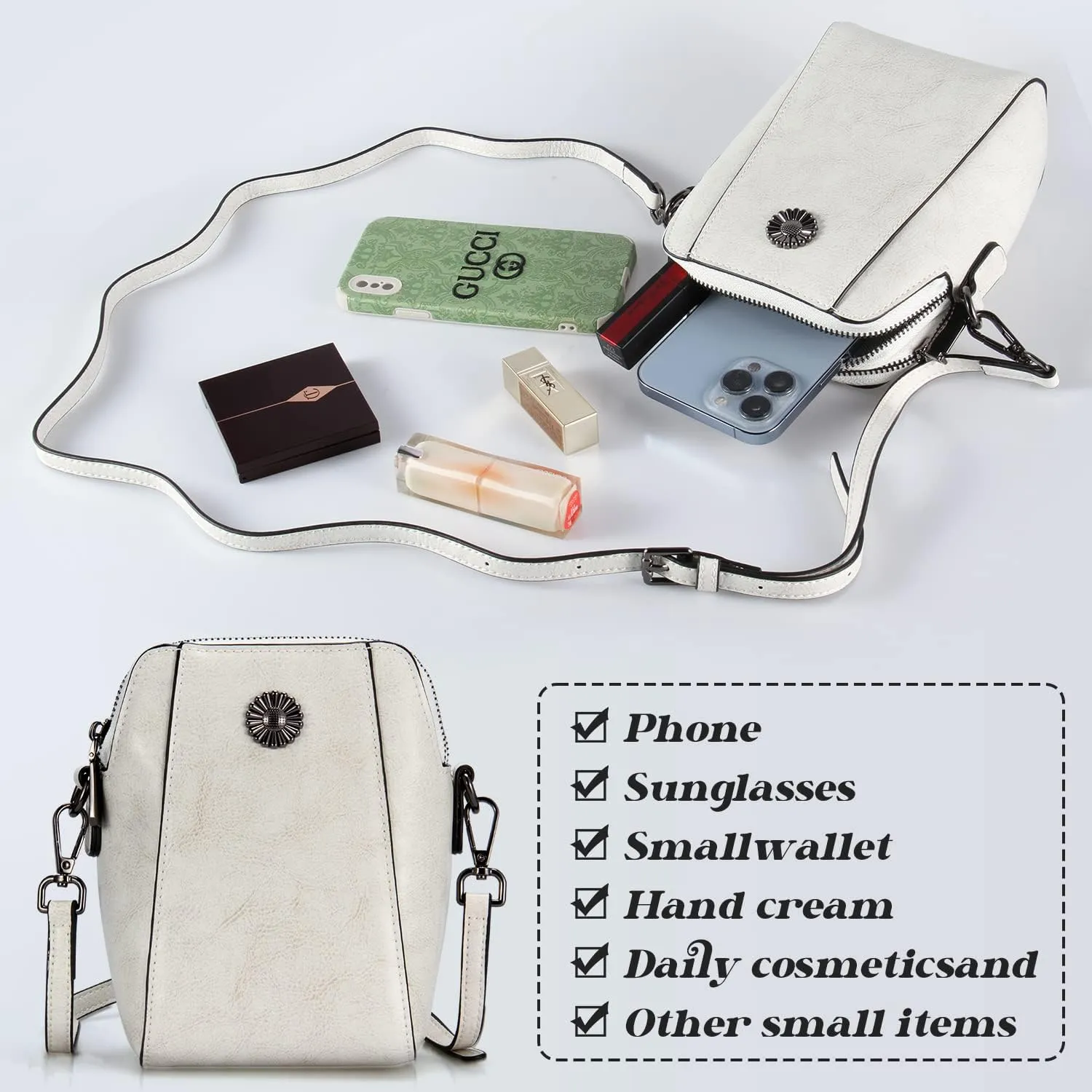 Designer Leather Small Crossbody Bags Purses for Women Cell Phone Bag Soft Women's Shoulder Handbags Gifts for Women