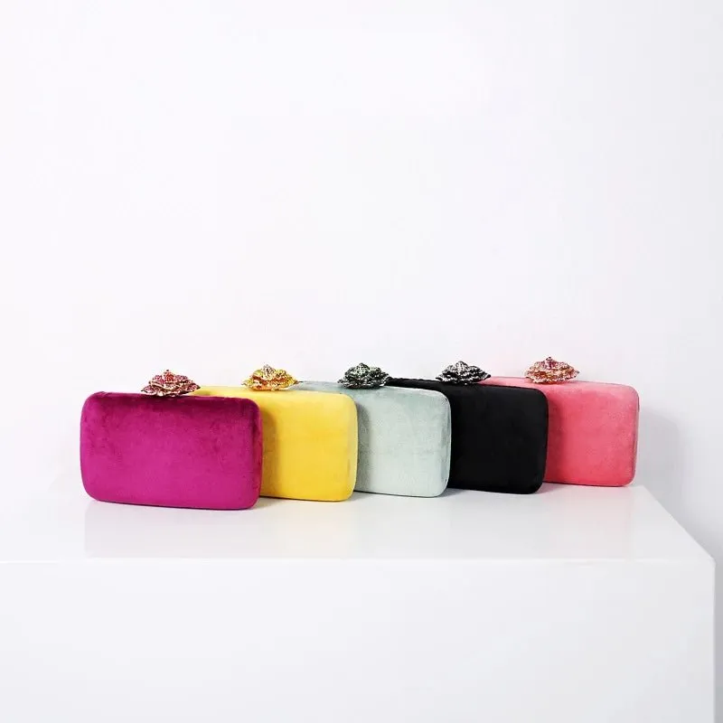 Designer Purse and Handbag Flower Lock Elegant Evening Clutch