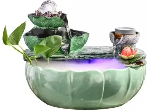 Desktop Fountain, Alpine Fountain Small Decoration Recycling Indoor Crystal Fish Tank Opening Gift Attraction Wealth Desktop Decoration Desktop Fountain ，Decoration(Large)