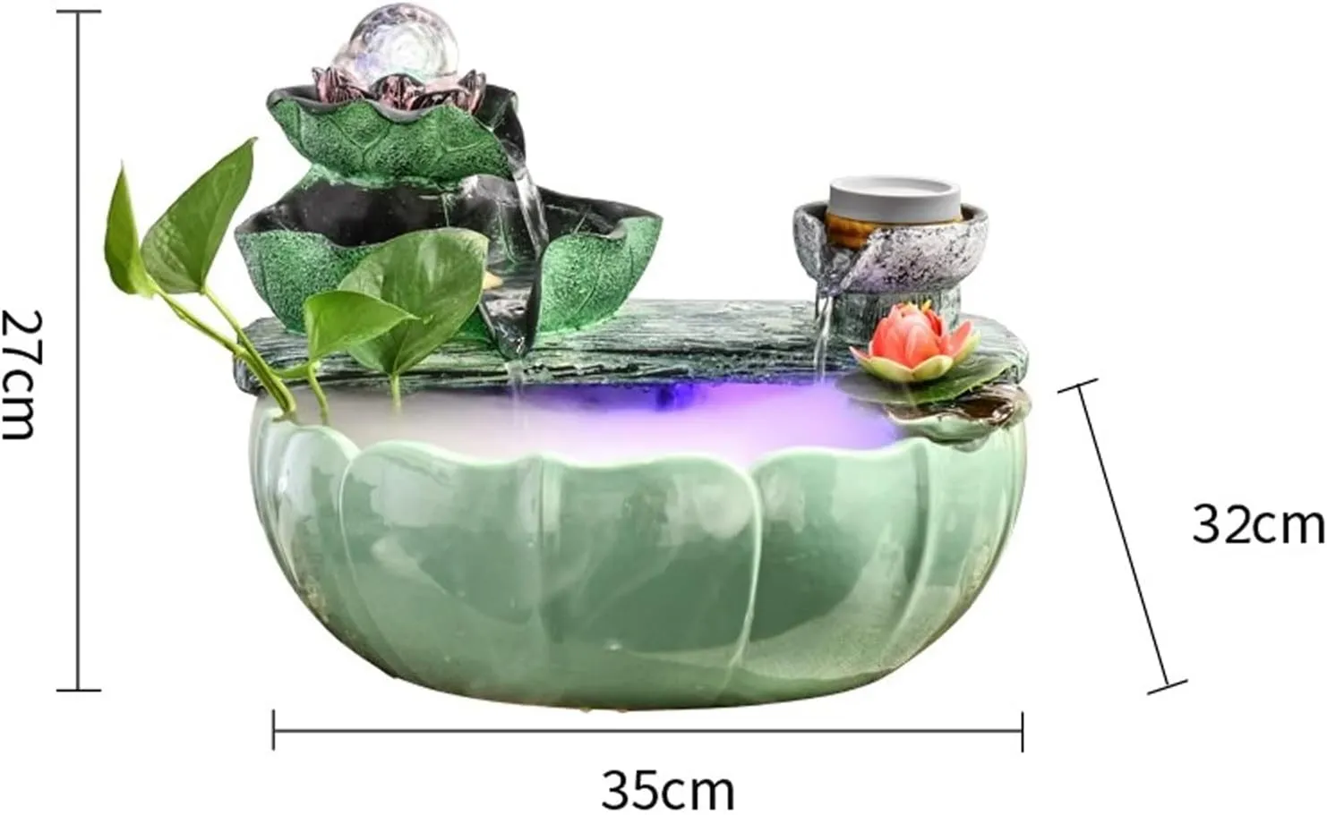 Desktop Fountain, Alpine Fountain Small Decoration Recycling Indoor Crystal Fish Tank Opening Gift Attraction Wealth Desktop Decoration Desktop Fountain ，Decoration(Large)