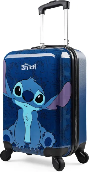 Disney Stitch Suitcase Set or Individual, Hard Shell Suitcase with Wheels 28L, 50L or 91L, 4 Wheels (Navy Stitch Small)