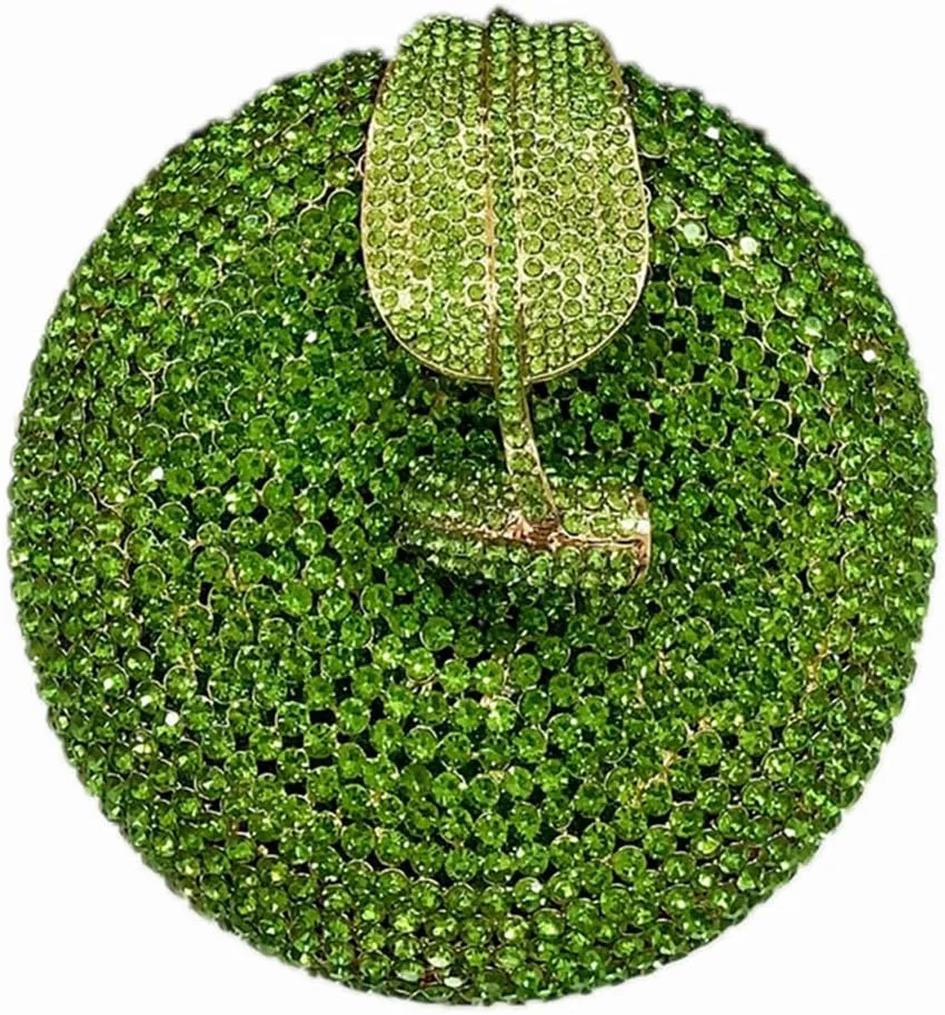 DJBM Sparkly Apple Rhinestone Evening Clutch Women Luxury Fruit Crystal Handbags Diamond Purses for Party Wedding Prom
