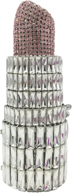 DJBM Women Lipstick Rhinestone Crystal Clutch Cocktail Prom Purse Handbag Diamond Evening Clutches for Party and Wedding