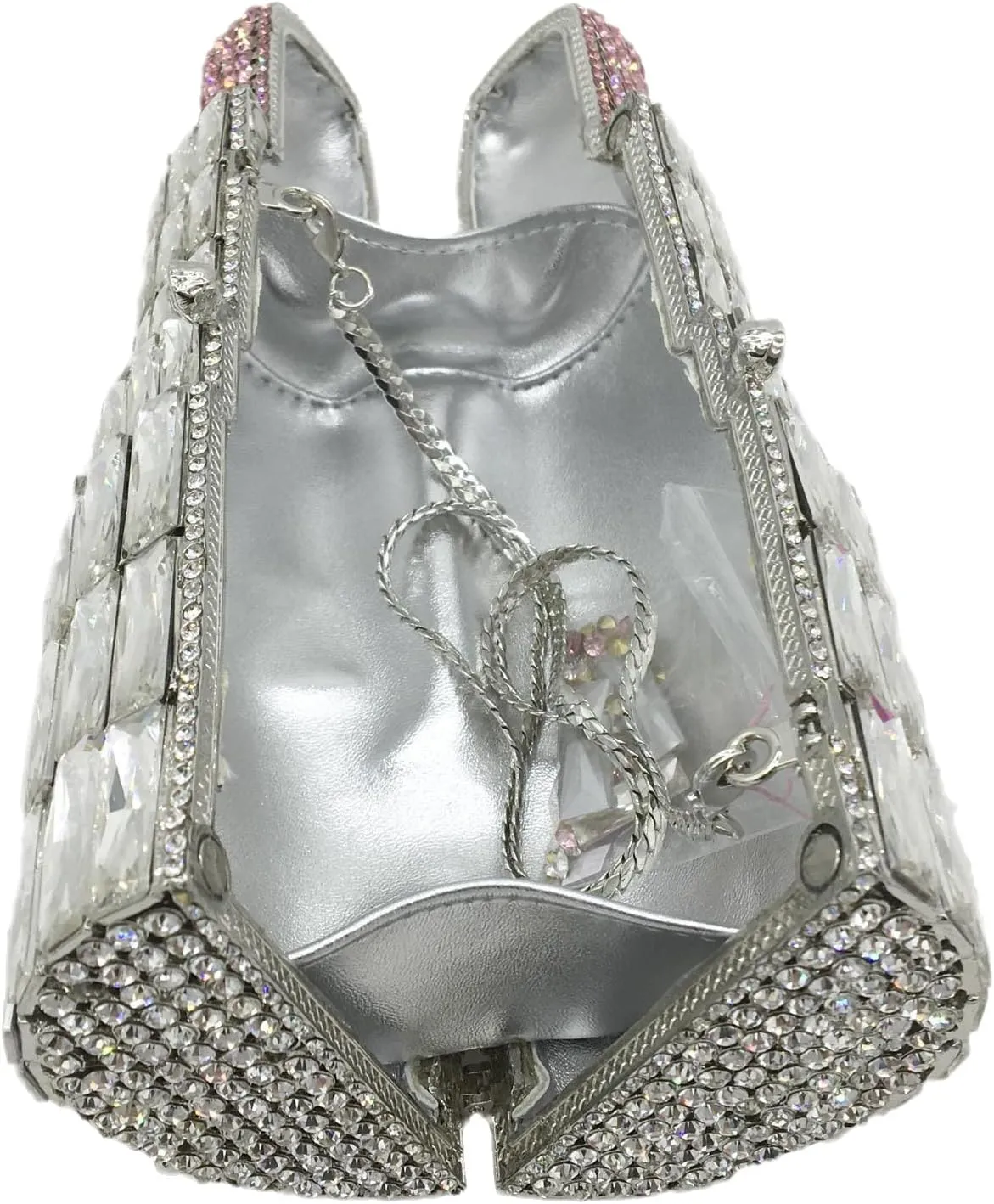 DJBM Women Lipstick Rhinestone Crystal Clutch Cocktail Prom Purse Handbag Diamond Evening Clutches for Party and Wedding