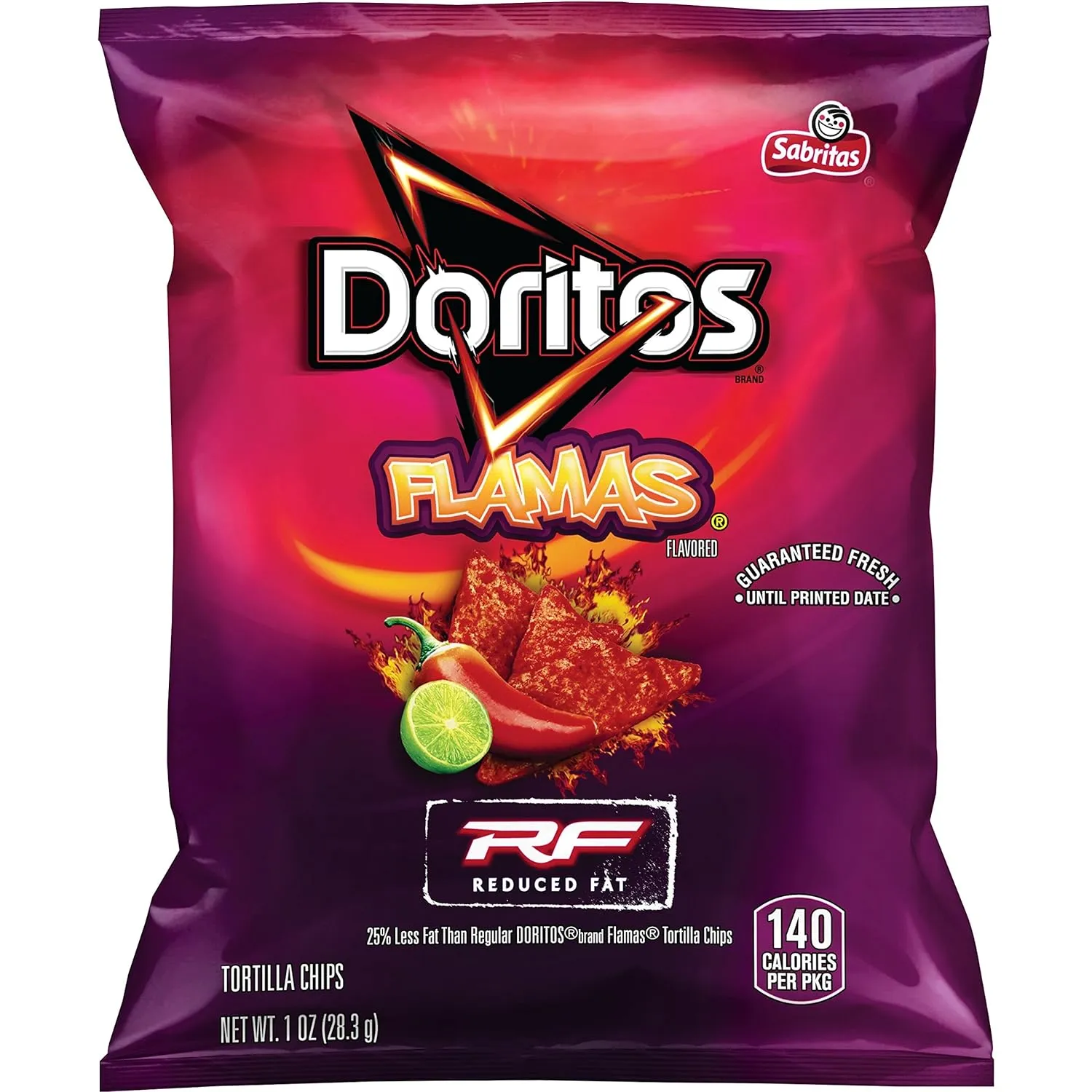 Doritos Reduced Fat Tortilla Chips, Flamas Flavored, 1 Ounce (Pack of 72)