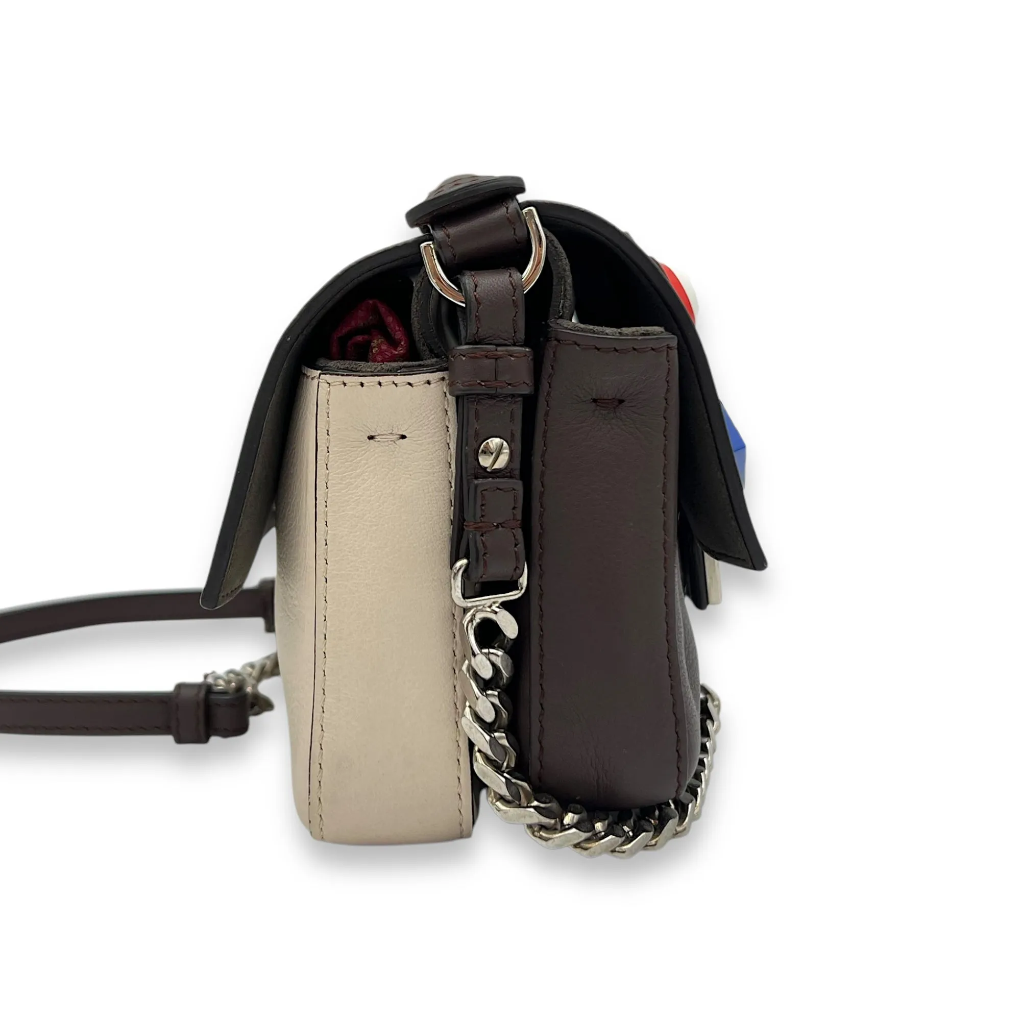 Double Baguette Crossbody Bag Multi-colour in Calfskin, Silver hardware