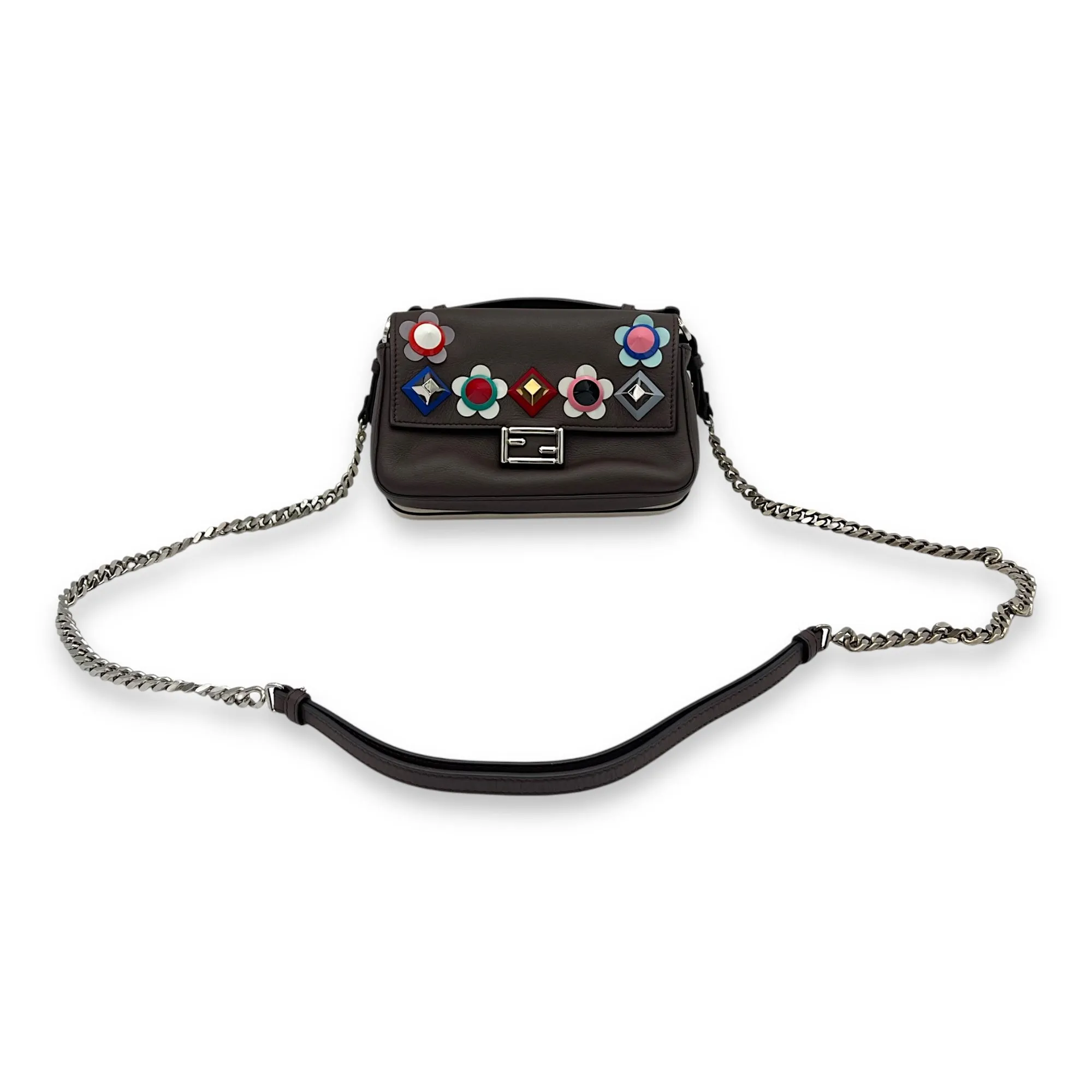 Double Baguette Crossbody Bag Multi-colour in Calfskin, Silver hardware