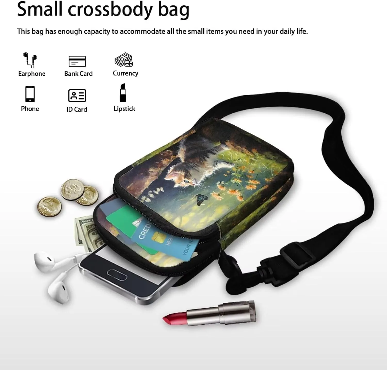 Double Layer Mini Crossbody Bag, Satchel Bags Handbag for Women Men