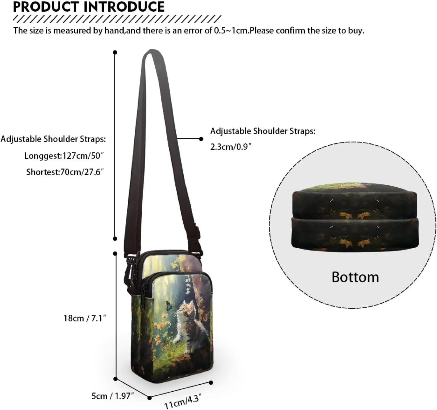 Double Layer Mini Crossbody Bag, Satchel Bags Handbag for Women Men