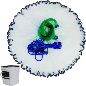 Drasry Saltwater American Fishing Cast Net 3/8inch Mesh Size for Bait Shrimp Trap Fish Heavy Duty Sinkers Throw Net 3FT/4FT/5FT/6FT/7FT/8FT/9FT/10FT Radius
