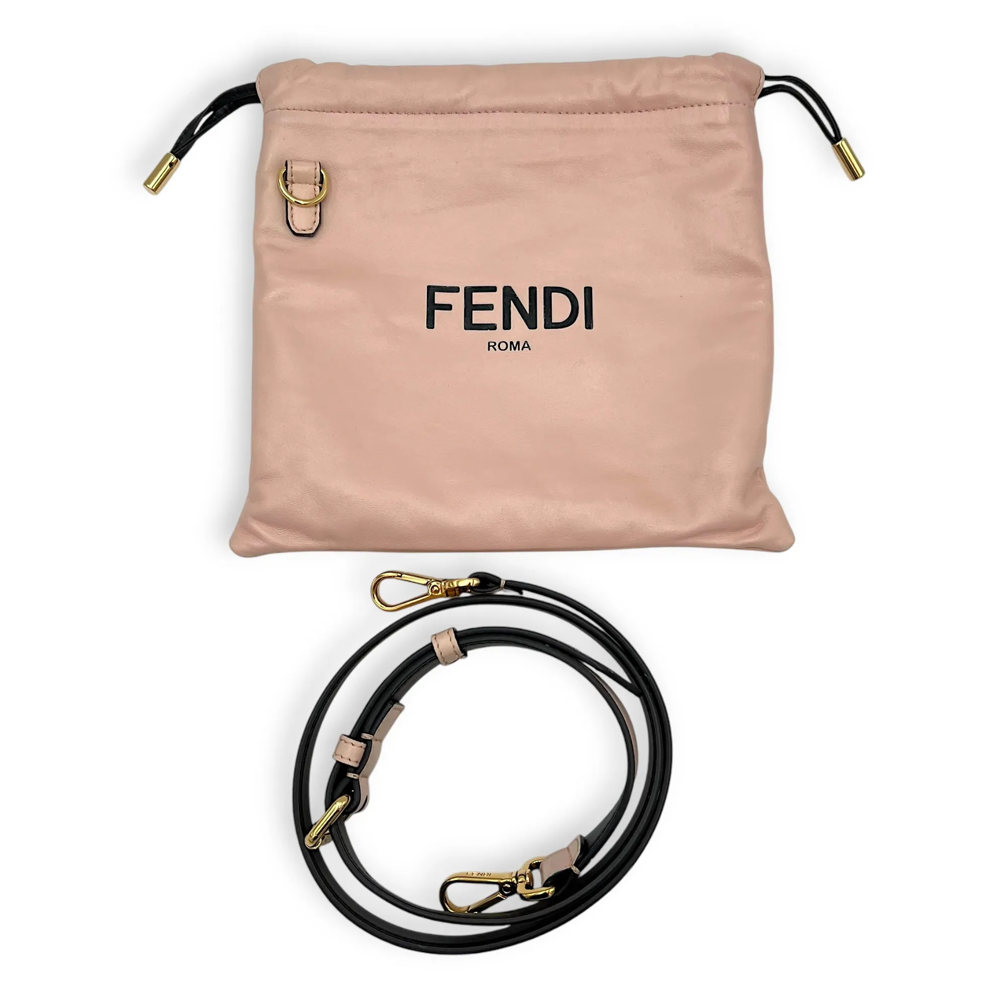 Drawstring pouch Crossbody Bag Pink in Calfskin, Gold hardware